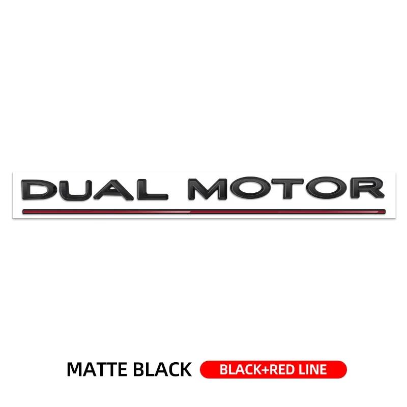 Autoaufkleber Tesla DUAL MOTOR Unterstrichene Buchstaben Emblem für TESLA Model 3 Y S X Autostyling Nachrüstung Kofferraumplakette Aufkleber Chrom