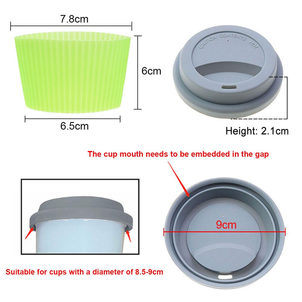 8.5-9.0cm Universal Reusable Silicone Cup Lids Fresh Cover Silicone Insulation Anti-Dust Cup Cover Coffee Mug Lids Cup Sleeve