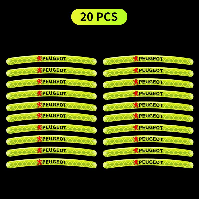 New Car Styling Wheel Hub Reflective Tire Rim Reflective Strips For Peugeot 206 208 306 307 308 407 408 508 2008 3008 Accessorie