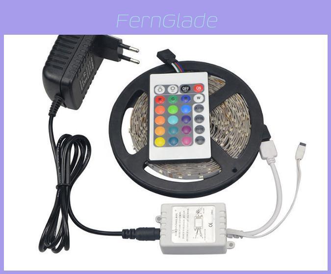 12v 3528rgb Led Tape With Mini Remote Controller Nonwaterproof Bright Lighting For Tv Background Decoration
