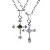VELVY Silver 925 European Cross Couple Pair Necklace Paper Bag and Tb327 [Velvi] (with Box) (Silver Chain)