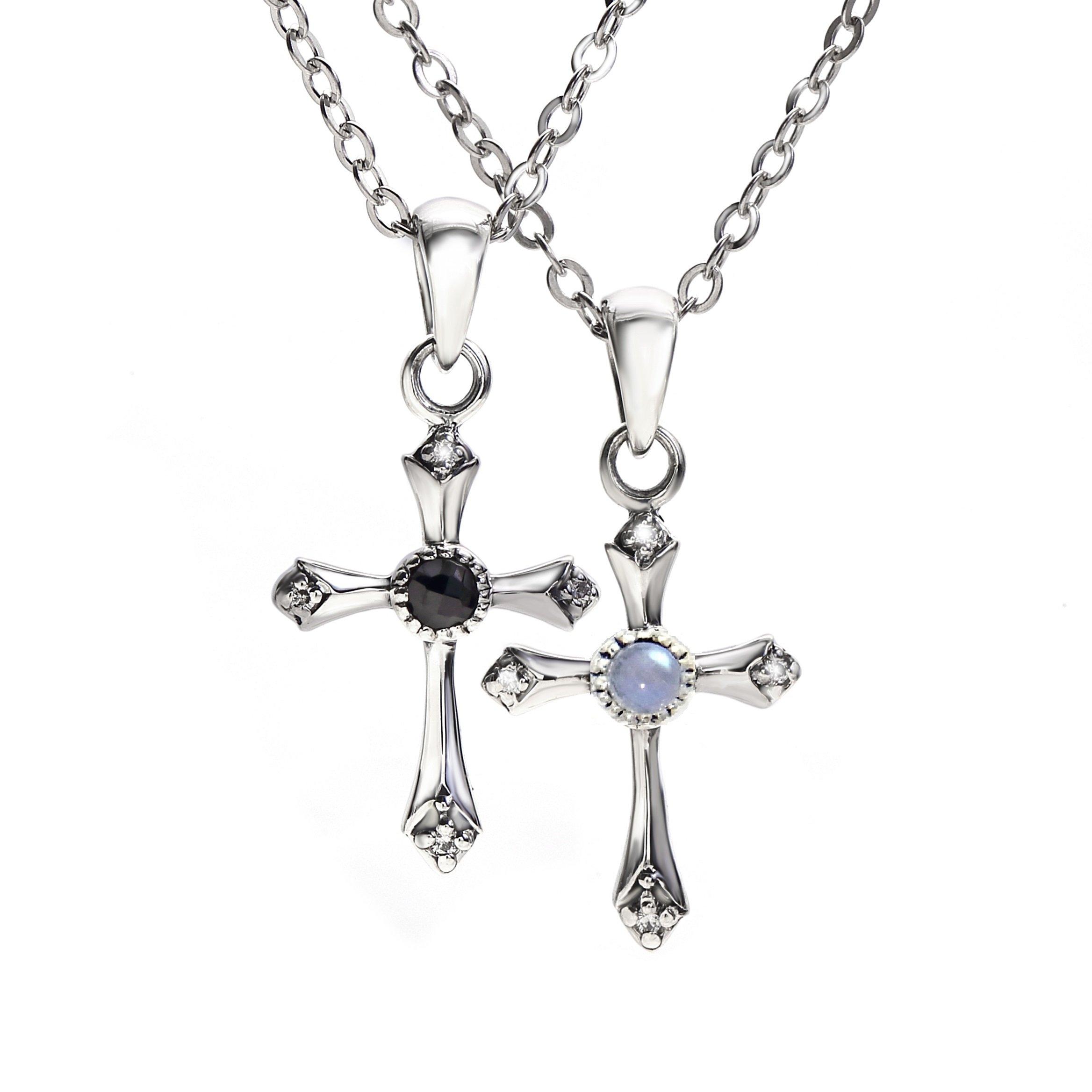 

VELVY Silver 925 European Cross Couple Pair Necklace paper bag and tb327 [Velvi] (with box) (Silver chain)