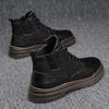 Black Leather Boots Insoles Chic Durable Stitching Design Outdoor Lace Up Ankle Boots Men Trainers  Work Boots