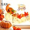 Removable Pumpkin And Maple Leaf Wall Art Harvest Festival Stickers for Thanksgiving Autumn Decor, PVC Cornucopia Pumpkins Leaves Decals, Decals Peel