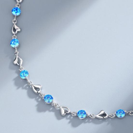 Women Fashion Bracelet Heart Rhinestone Charm Chain Bracelet Zinc Alloy Bracelet Wrist Jewelry for Valentine's Day Birthday Party