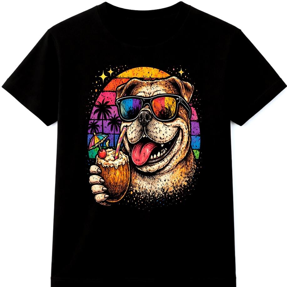 Dog Beach T-Shirt Funny Summer Sunglasses Holiday Animal Lover Gift Graphic Tee S разноцветный