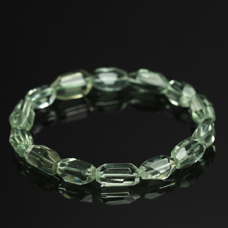 Hongchu Crystal Natural Green Crystal Barrel Bead Faceted Bracelet Ice Green Crystal Faceted Bracelet