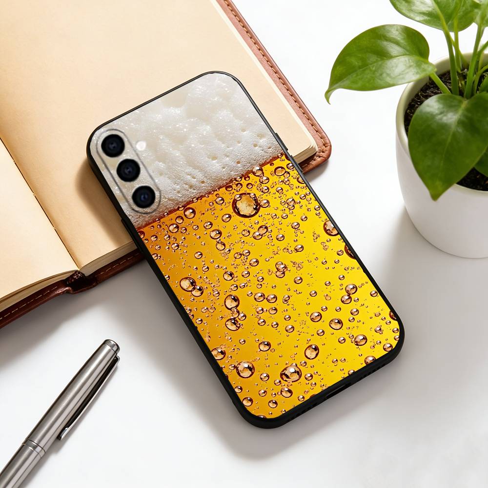 beer Phone Case For Samsung Galaxy A73,A72,A71,A70,A53,A52,A51,Soft Silicone Black Cover