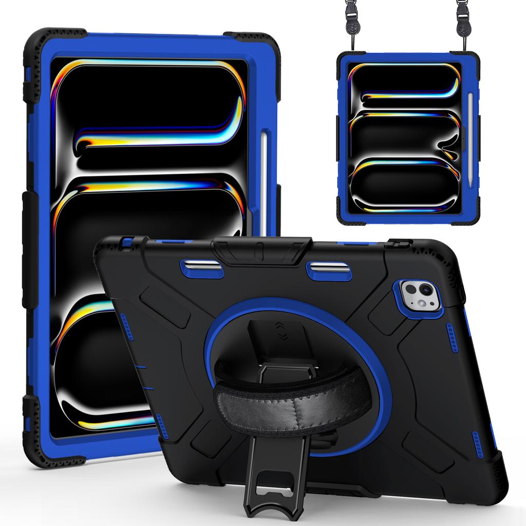 Für iPad Pro 13 (2024) Ständer Hülle Stoßfeste Tablet Hülle mit Schultergurt