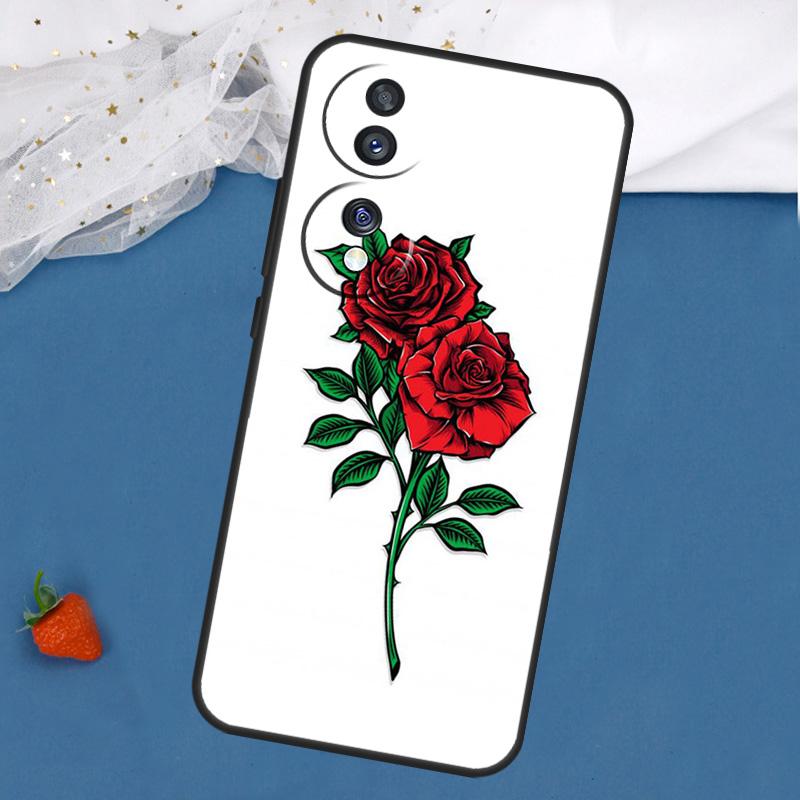 Red Rose Case For Honor Magic 5 6 8 Pro 7 Lite 200 400 50 70 90 X8c X8b X9a X9b X9c X9d Win RT Cover