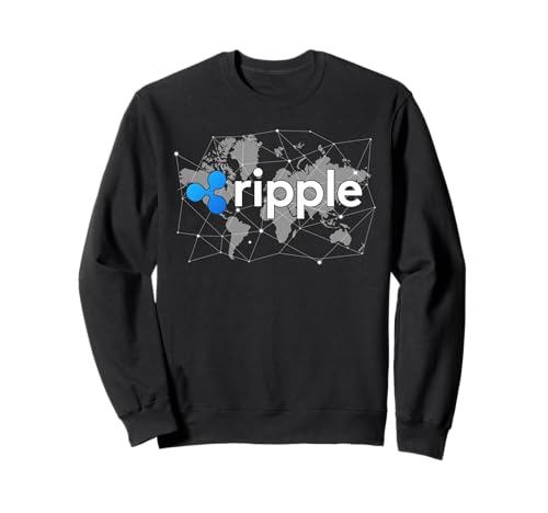Ripple XRP logo cryptocurrency blockchain world map sweatshirt