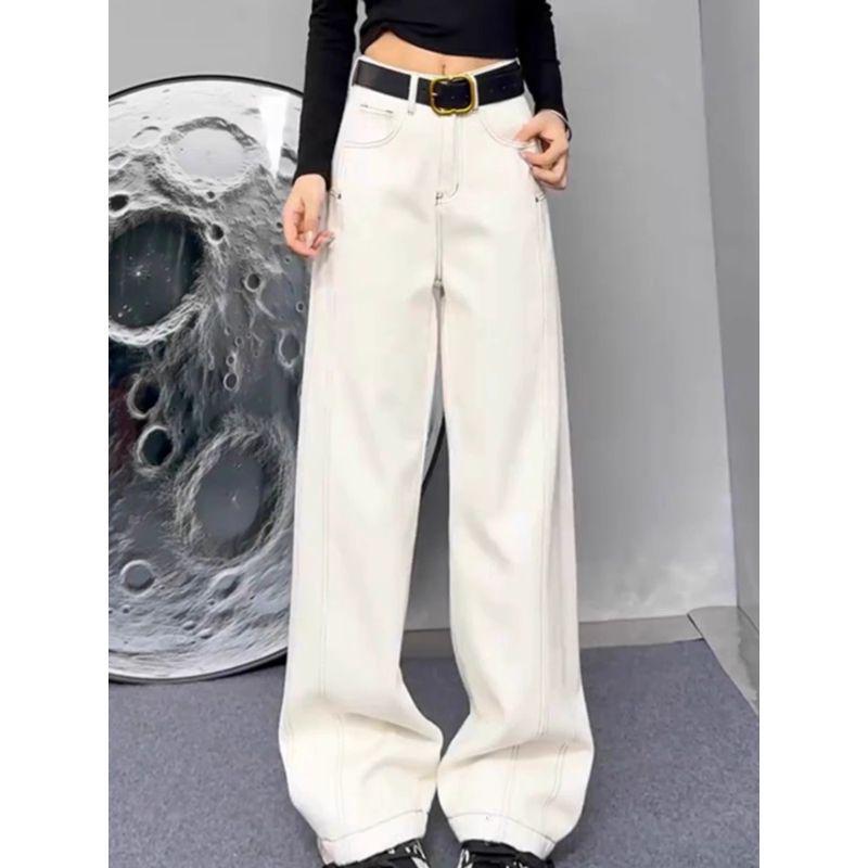 Autumn 2025 Women's High-Waisted Slimming Wide-Leg Jeans: Casual, Loose, Versatile Straight-Leg Design