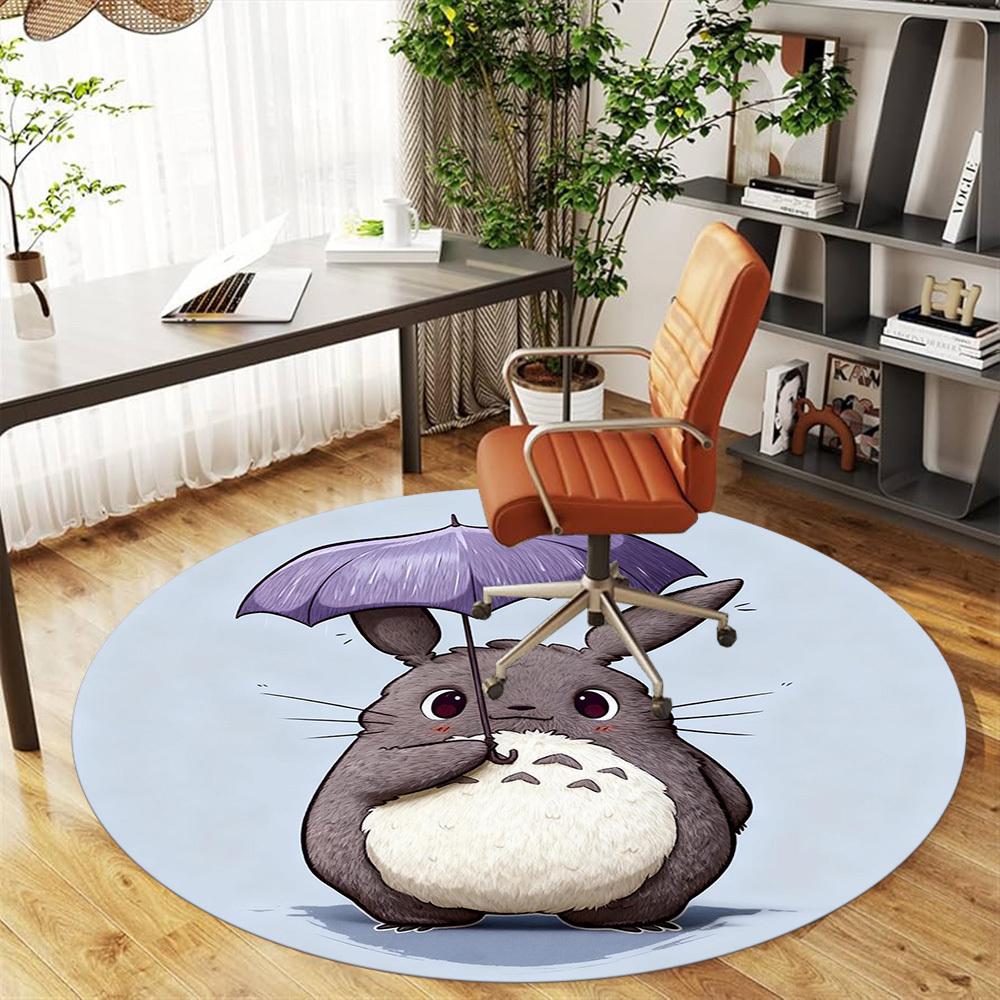 1pc Totoro Umbrella Round Chair mat office Area Rug - Non-Slip, Floor Mat for Office, Bedroom, Ideal home decor gift p0105101