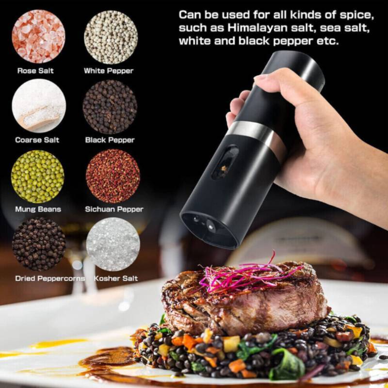 Gravity Sensor Electric Pepper Grinder With Stainless Steel Material For Home Kitchen Fresh Spices
