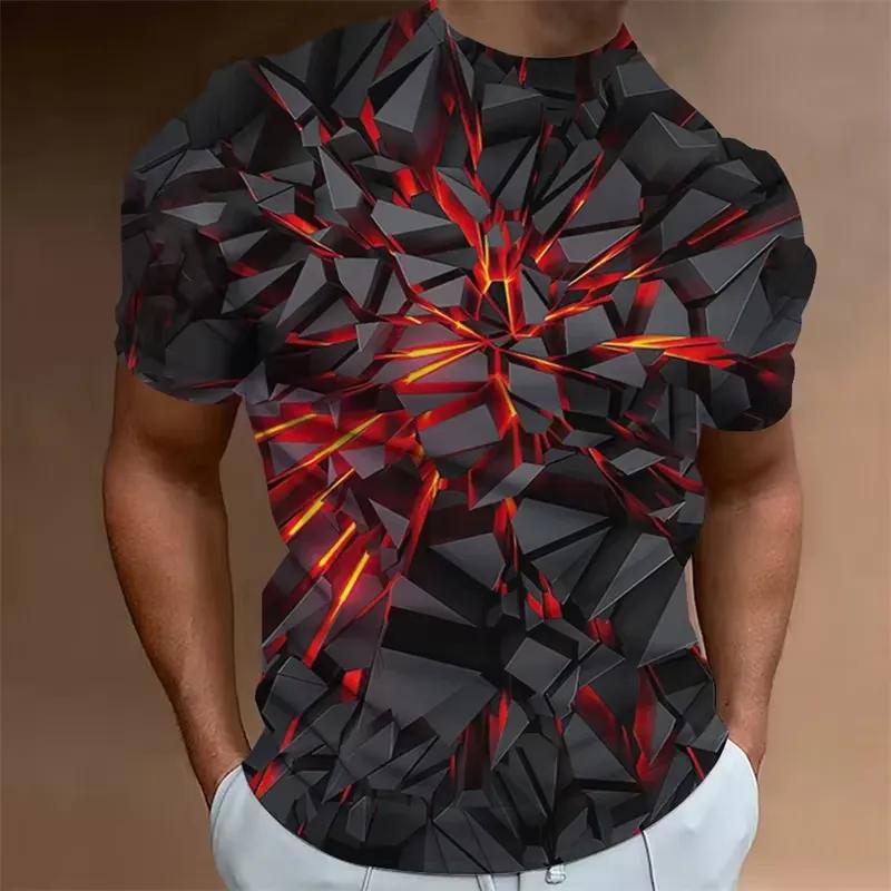 Camiseta Masculina de Verão com Estampa 3D Gola Redonda Moda Versátil Respirável Tendência Casual