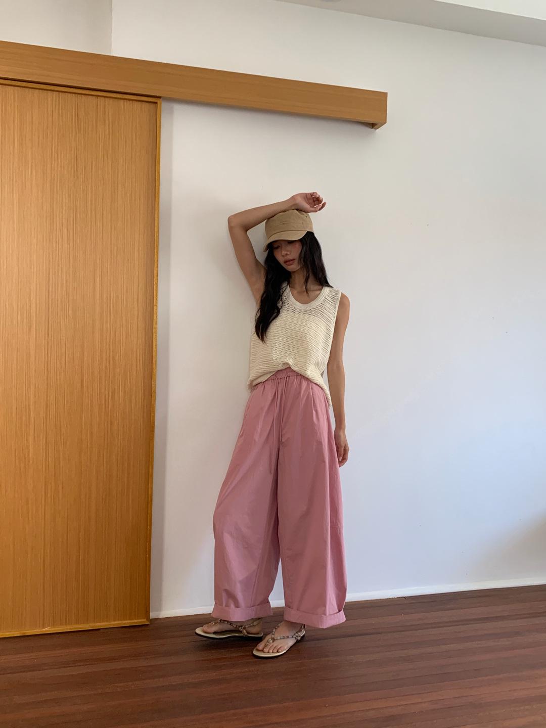 

Korean Style Colorful Slimming Wide-Leg Balloon Pants with Rolled-Up Cuffs in Thin Cotton Fabric M (80-110 cm) розовый