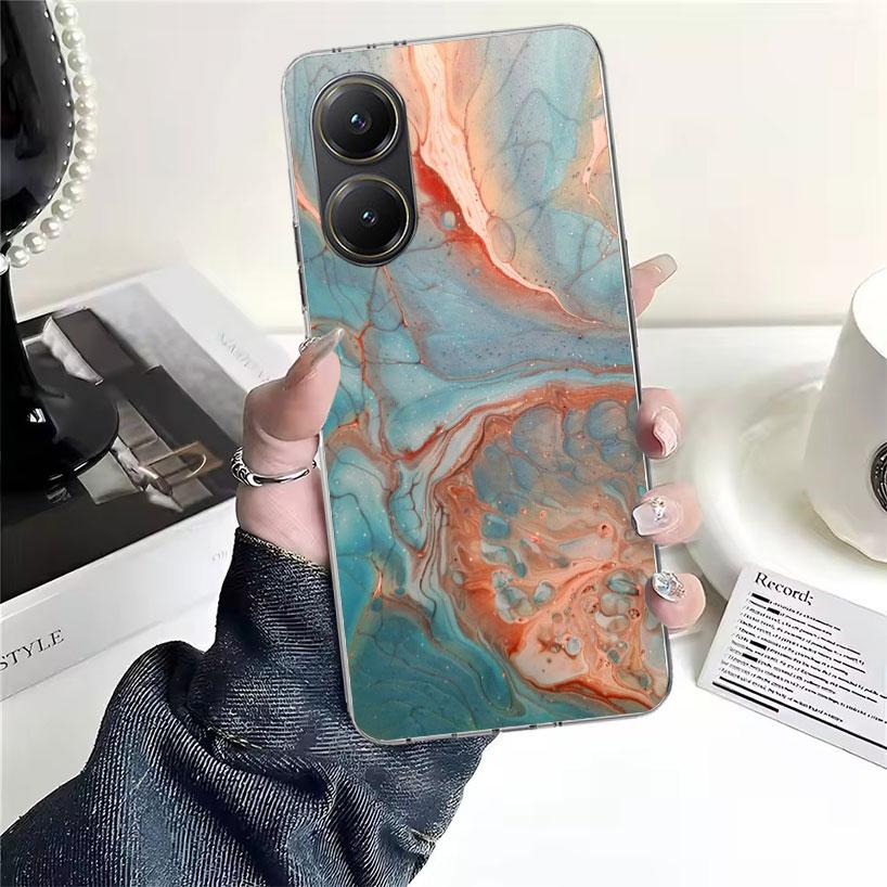 Fashion Geometric Marble Soft Phone Case For Xiaomi Redmi 15C 15 13C 13 Poco X5 X6 X7 F7 Ultra M7 12C 12 10 10C 9C 9A 9T 9 Funda