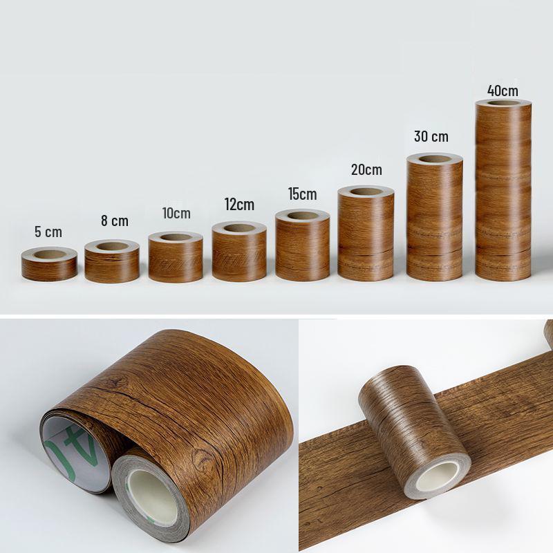 Wood Grain Self-Adhesive Veneer: 10m Decorative Strip for Covering Blemishes and Holes On Floors, Doors, and Furniture.