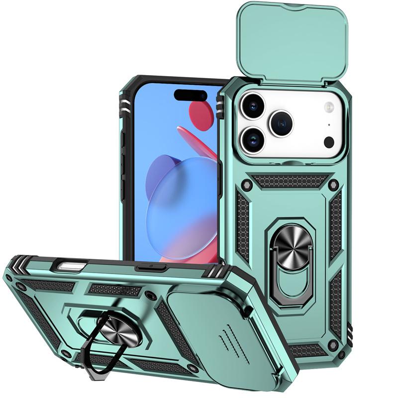 Armor Funda For iPhone 17 Pro Max Case Slide Camera Lens Protector Case For iPhone17 Pro Air 17Pro Max Magnetic Ring Stand Cover