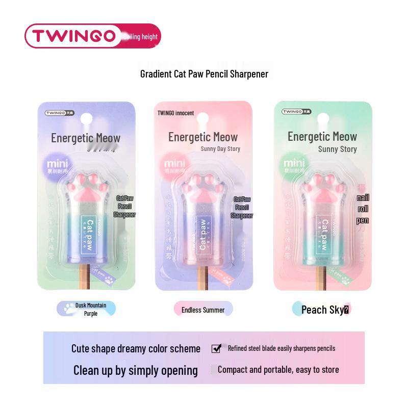 Twingo Gradient Cat Paw Mini Portable Pencil Sharpener - Cute & Stylish Design