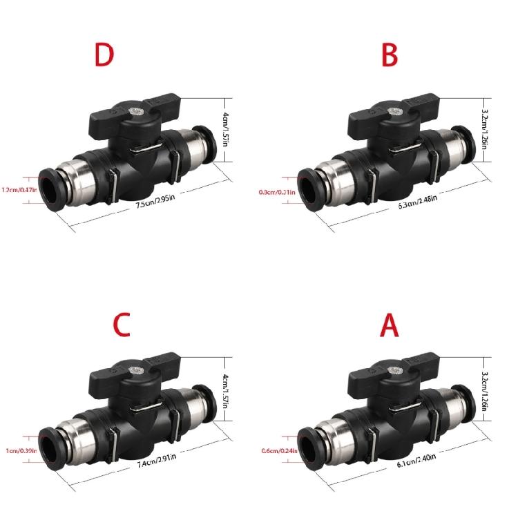 2pcs Straight Pneumatics Round Valves Quick Connection Fittings for Easy Installion Air Flows Controlled Systems
