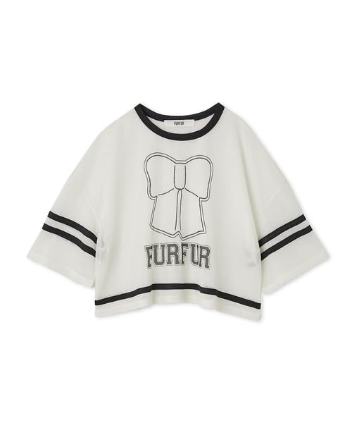 Furfur Ribbon Print RWCT252046 White T-Shirt Women's