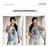 2026 Plus Size Women's Ice Silk Knit Print T-Shirt - Spring/Summer Collection, Loose Fit, Slimming, Short Sleeve
