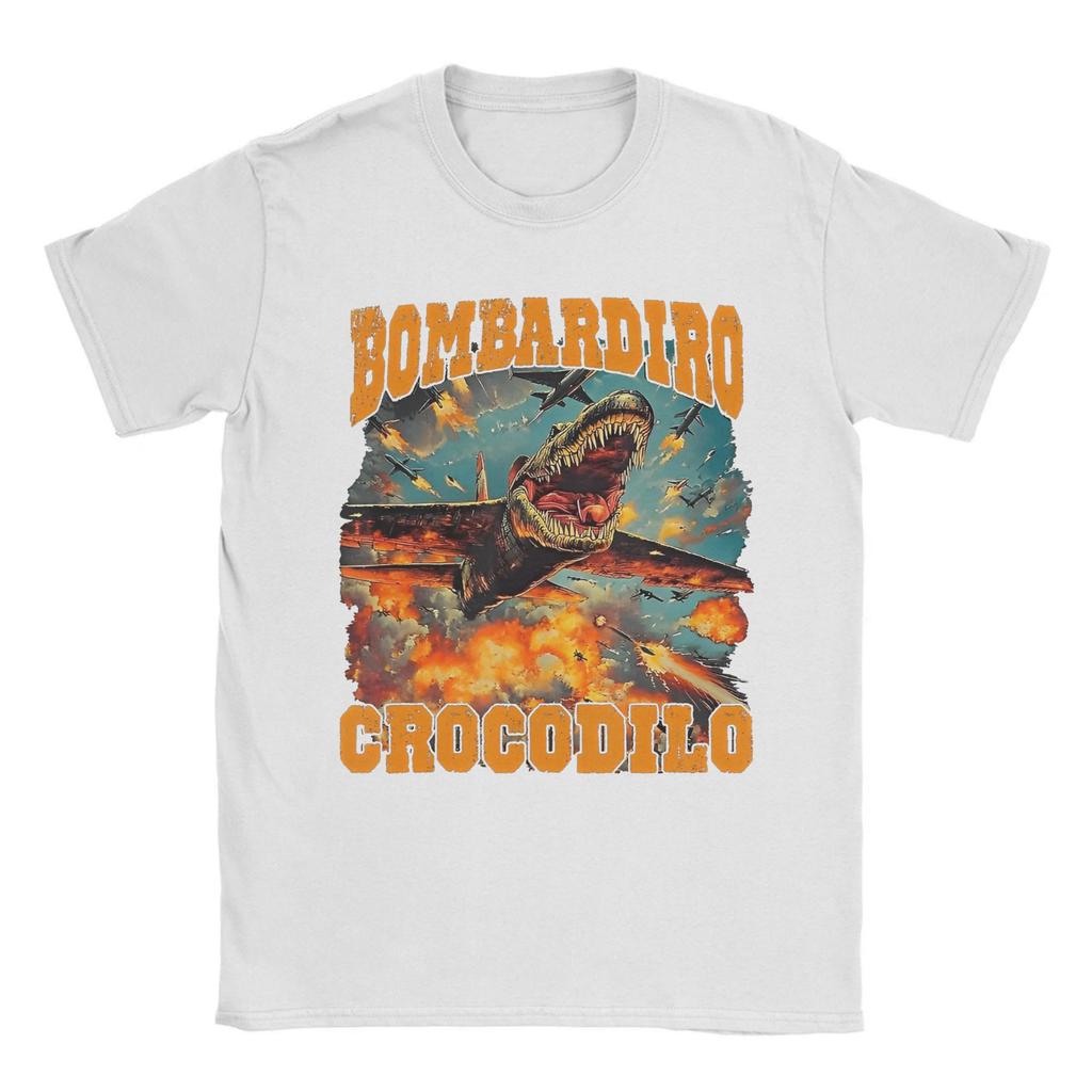 Pánské Dámské Potištěné Bombardiro Crocodilo Vtipné Brainrot Tričko Tričko Čistá Bavlna Trička Oblečení