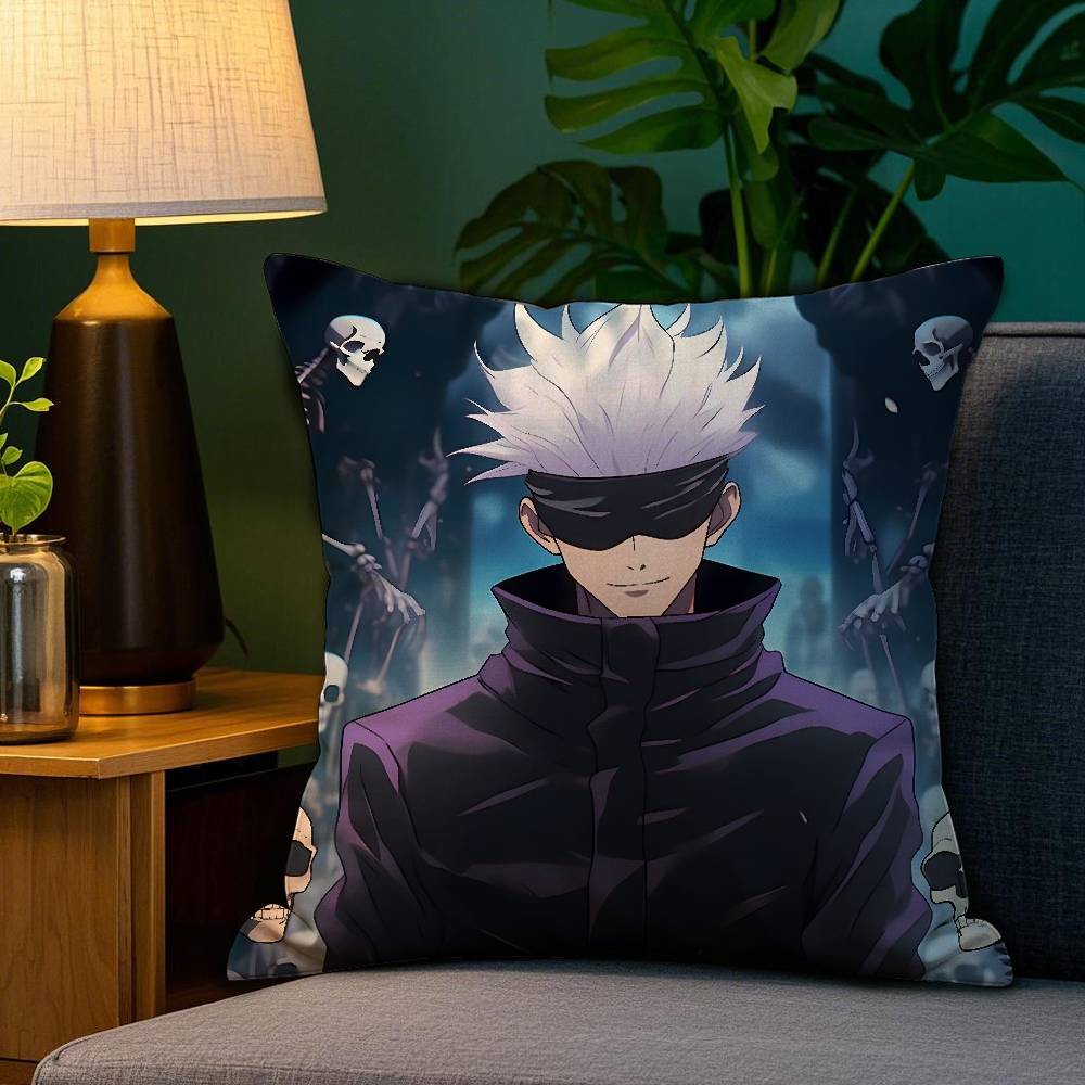 J-Jujutsu Kaisen G-Gojo Satoru Pillow Case Plush Fabric Soft Double Sided Print Short Plush Home Sofa Cushion Cover Throw