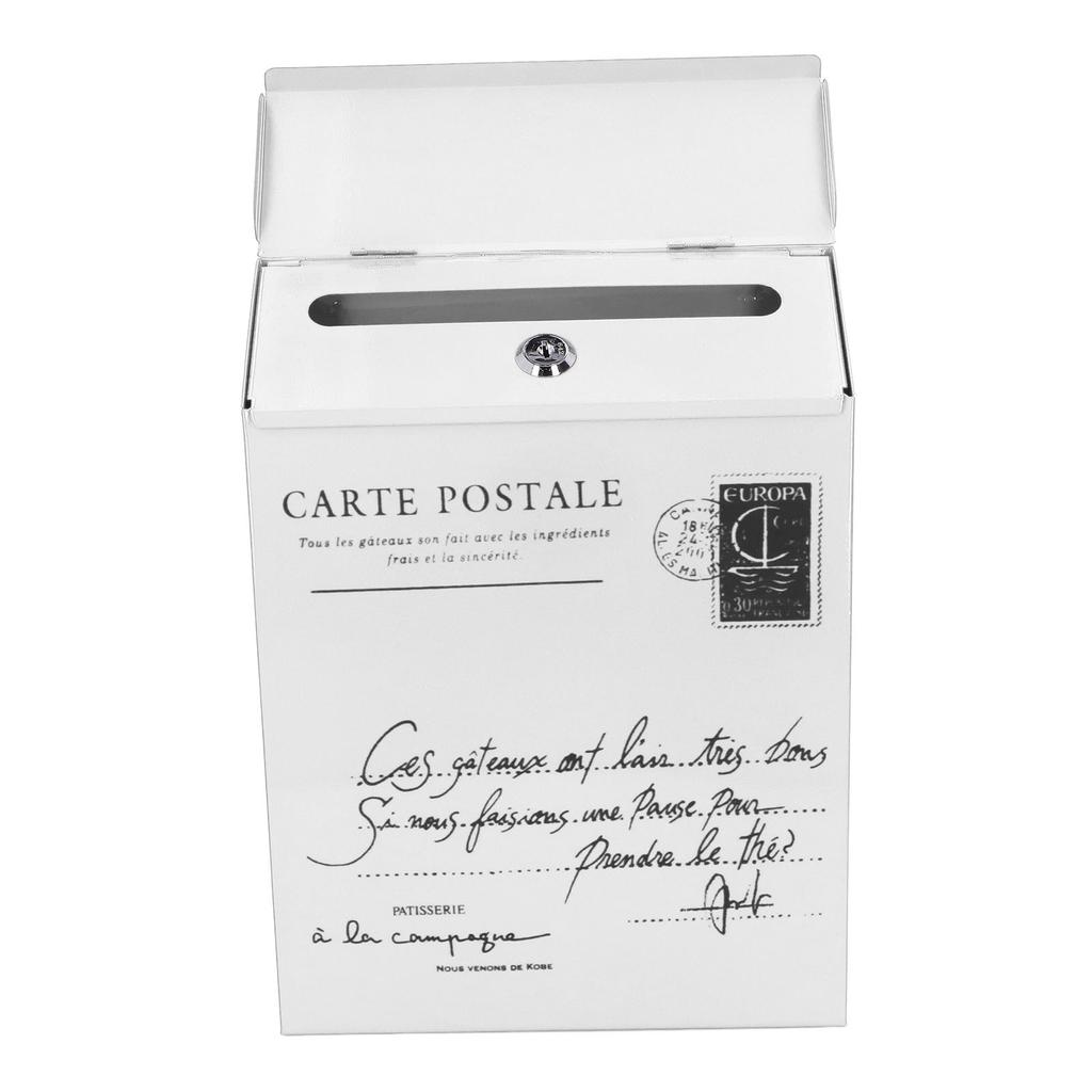 Iron Mailbox Wall Mounted Rustic Style Locked with 2 Keys 3 Hooks Waterproof Suggestion Box for Home Office