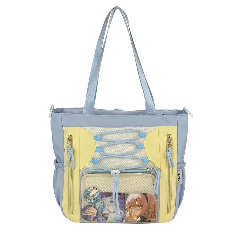 Tote Bag Large Capacity Bar College Student Casual Pain Bag Daily Messenger Bag Girls Transparent Millet Bag