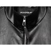 Women S Black Faux Leather Zip Up Stand Collar Long Sleeve Casual Coat