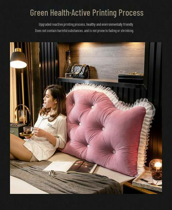 Princess Backrest Cushion: Soft Crystal Velvet, Removable & Washable Pillow for Tatami Bed