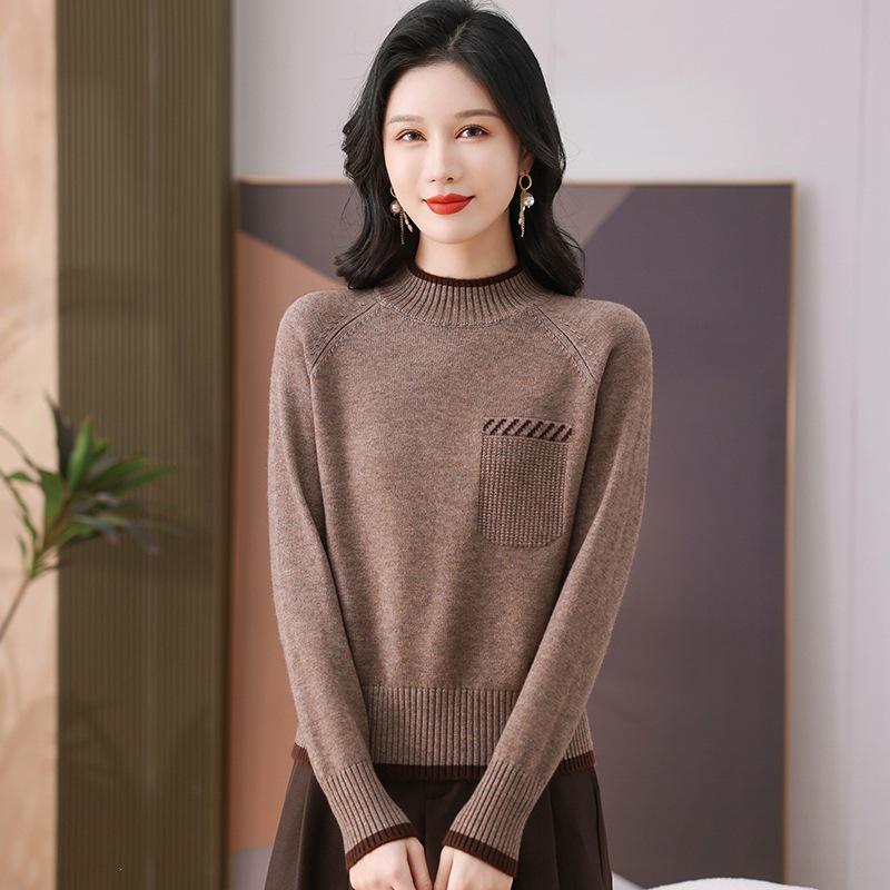 Fall/Winter 2026 Stylish Petite Wool Knit Sweater - Women's Thick Short Base Layer Top.
