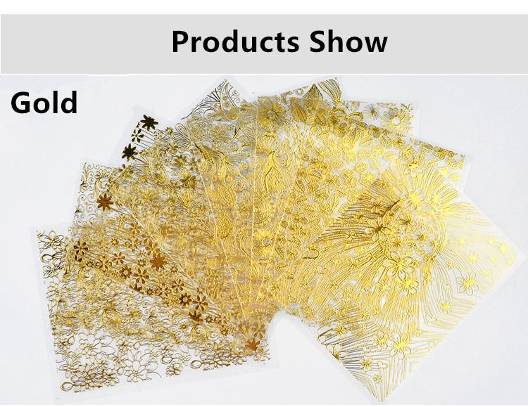 

8шт Золотая металлическая наклейка для ногтей Наклейка для дизайна ногтей Наклейка Золотая клейкая наклейка