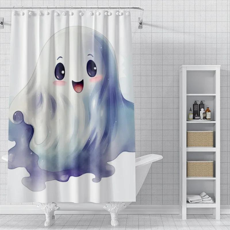 Home Shower Curtains For Bathroom Waterproof Fabric Modern Nordic Style Living Room Curtain Halloween Autumn Pumpkin Decoration