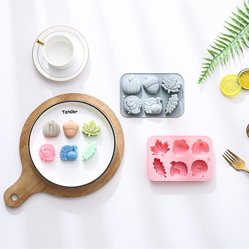 Fall Thanksgiving Silicone Mold, 3D Pumpkin Silicone Mold Halloween Autumn Pumpkin Maple Leaf Acorn Turkey Shape Chocolate Mold