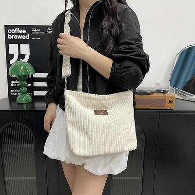 Casual Corduroy Crossbody Bag Large Capacity Commuter Women'S Tote Bag Simple  Single Shoulder Bag