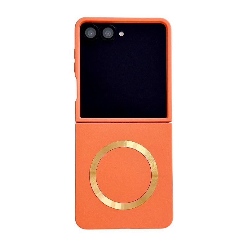 Samsung Z Flip7 Case: Iridescent Solid Color, Magnetic Ring, Drop-Proof, Folding Screen, PC Hard Shell.