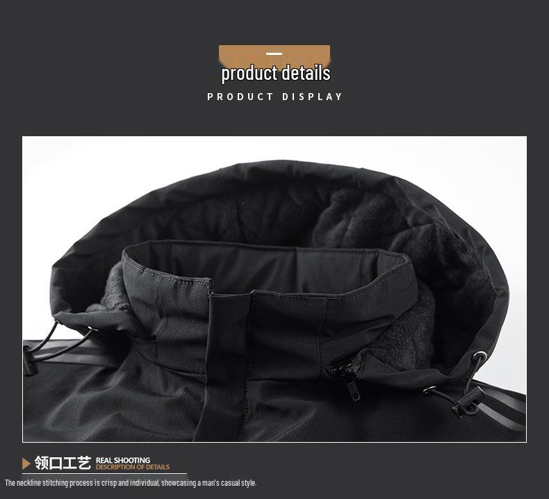 2025 Plus Size Men's Autumn/Winter Cotton Fleece Hooded Jacket