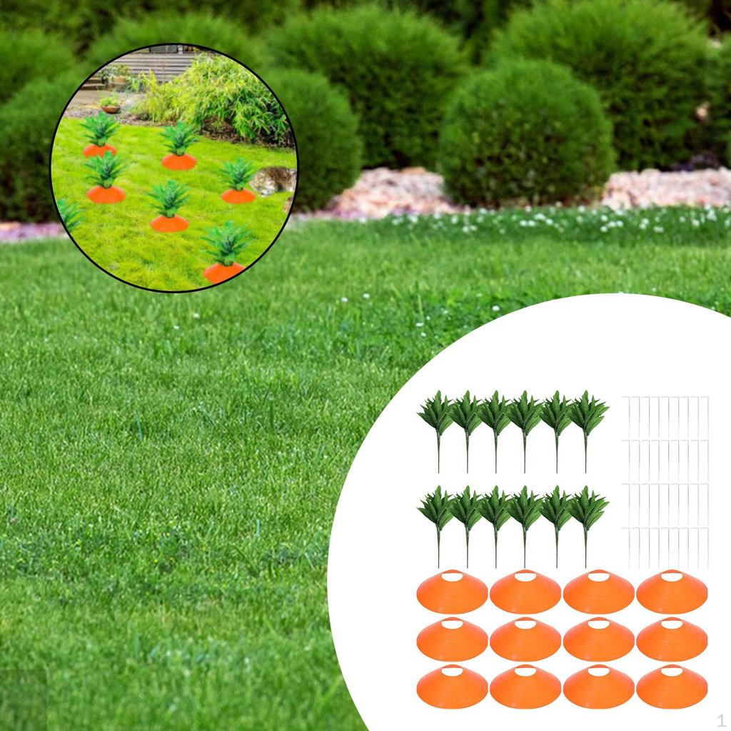 Lawn Art Ornament, Yard Sign Home Patio Easter Carrot Garden Stakes Decorative for Hallway