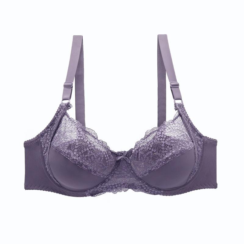 Wholesale Ladies Large Size Full Cup Underwear Sexy Lace Translucent Bra Comfortable Thin Cup Steel Rim Bra