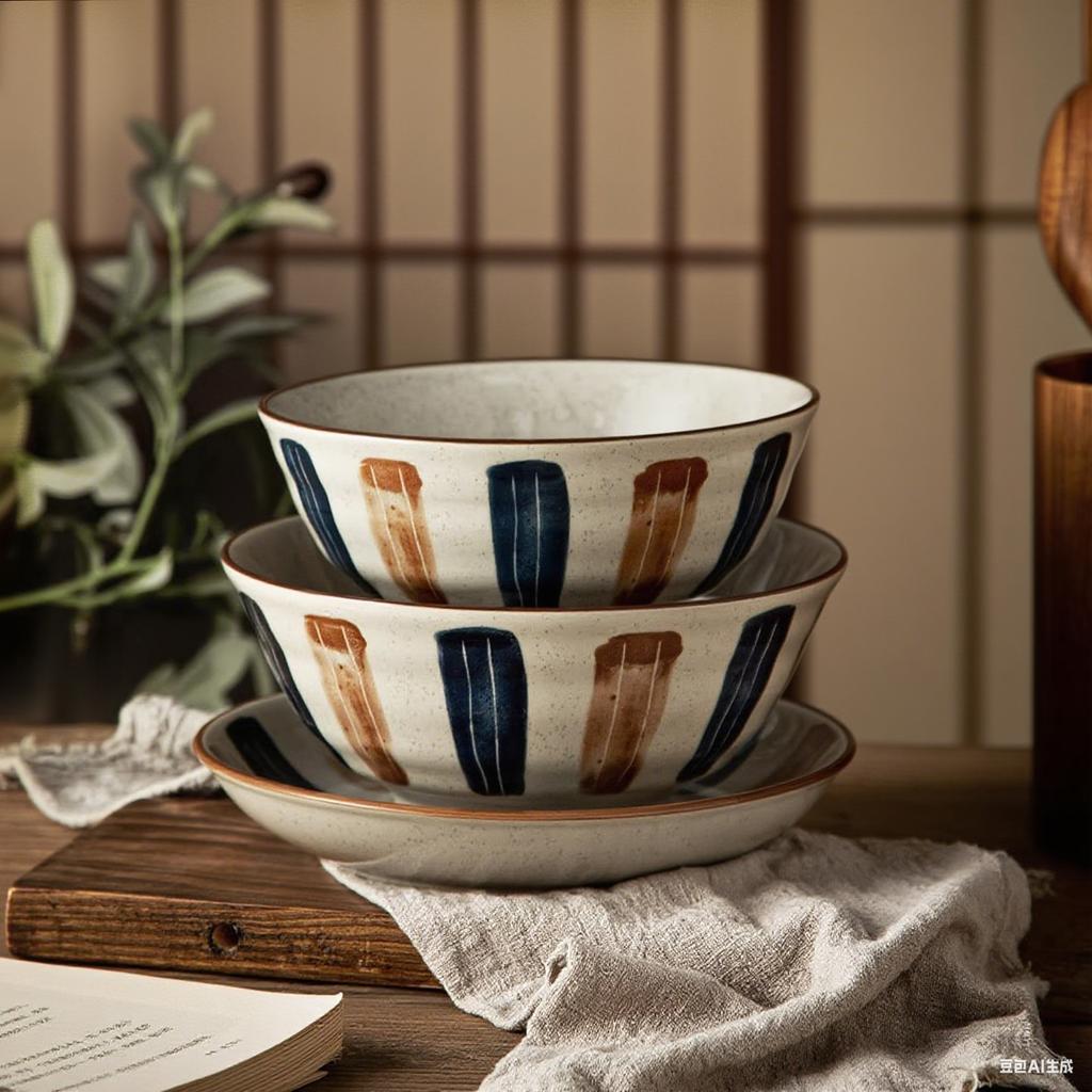 Japanese Style Ceramic Plates Household 7~8 Inch High End Underglazed Colour Sushi Dish New Aesthetic Vintage Kitchen Tableware