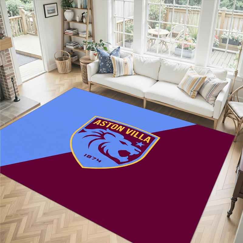 Aston Villa Football Design Crystal Velvet Carpet Cozy Non?Slip Printed Rug For Bedroom Living Room Entrance