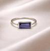 Blue Tanzanite Baguette Ring, 925 Sterling Silver Tanzanite Ring, Minimalist Modern Gold Fill Gemstone Jewelry