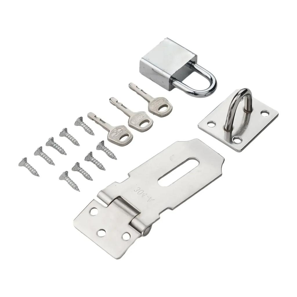 Lock Gate Bolt Door Clasp Sliver Staple Gate Door Lock Burglar Proof Door Lock Easy Install Shed Latch Padlock