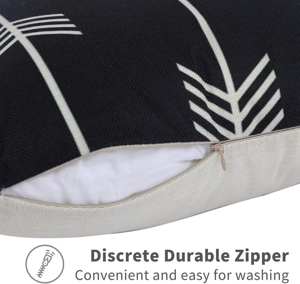 Set aus 4 dekorativen geometrischen Kissenbezügen - Modernes Muster Leinen Quadratische Kissenhülle für Sofa Couch