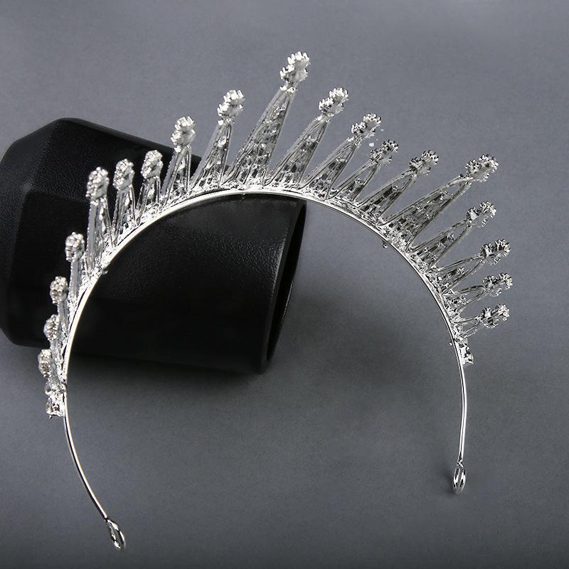 New Round Bridal Crown European and American Baroque Rhinestone Crown Wedding Dress Crown Cake Crown