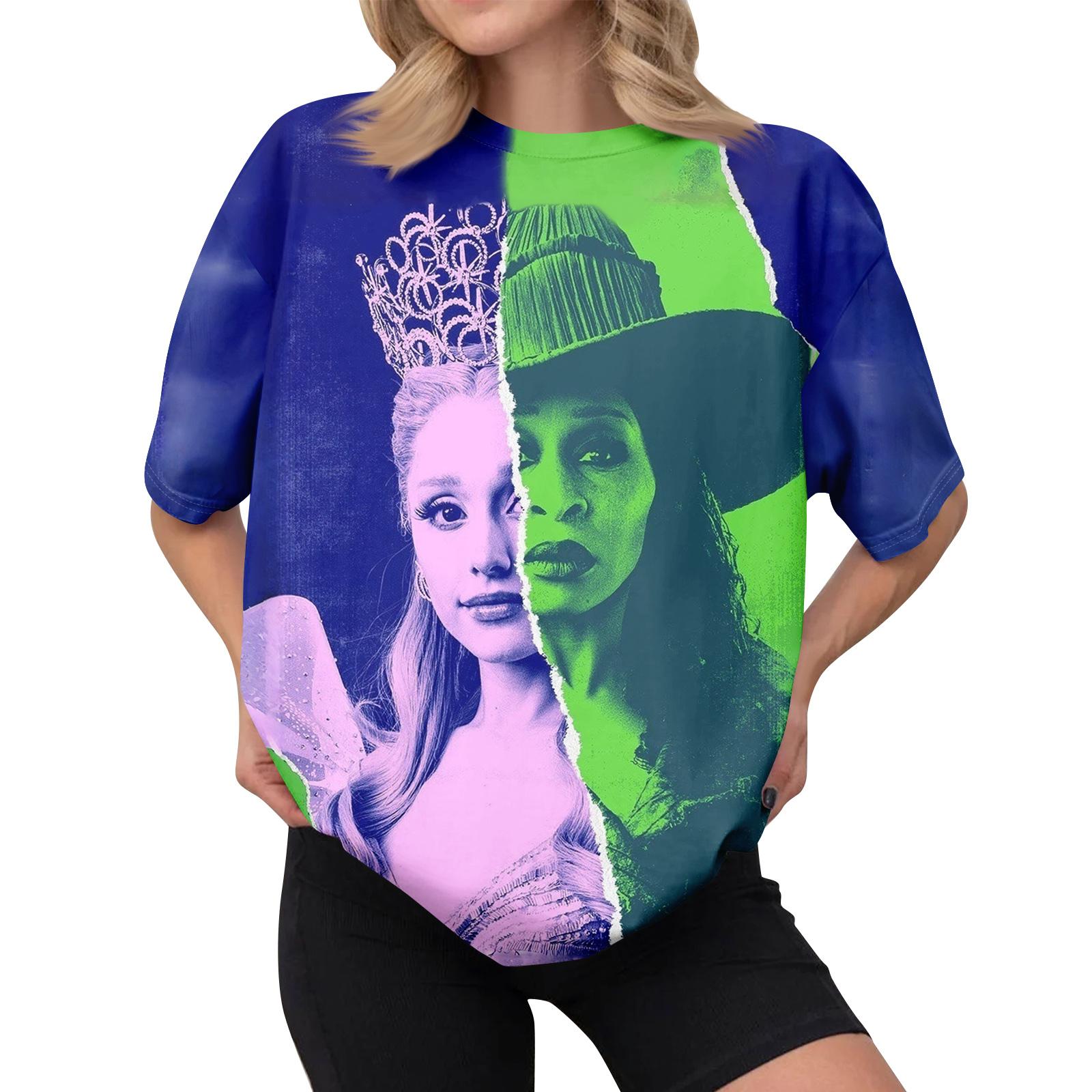 

Women s Casual Printed T-shirt Round Neck Pullover Short Sleeve Top XL фіолетовий