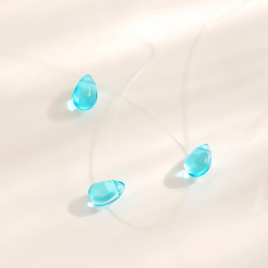 Colar de Linha de Pesca Invisível de Vidro Gota d'Água da Moda Transfronteiriço para Mulheres - Simples, Moderno, Empilhável Corrente de Clavícula Multicamadas